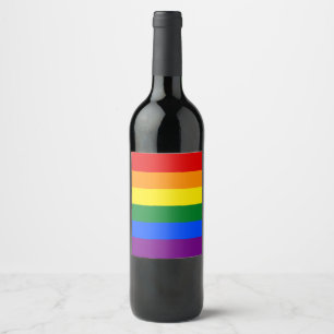 Etiqueta Para Botella De Vino Bandera arcoiris del clásico orgullo gay LGBTQ