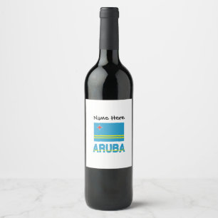 Etiqueta Para Botella De Vino Bandera de Aruba y Aruba con tu nombre