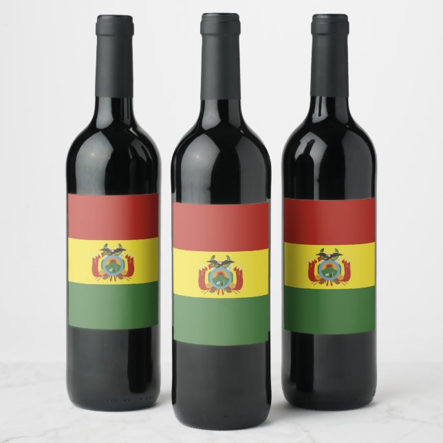 Etiqueta Para Botella De Vino Bandera de Bolivia (Botellas)