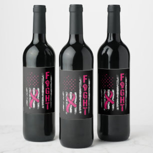 Etiqueta Para Botella De Vino Bandera de EE. UU. de Conciencia sobre el Cáncer d