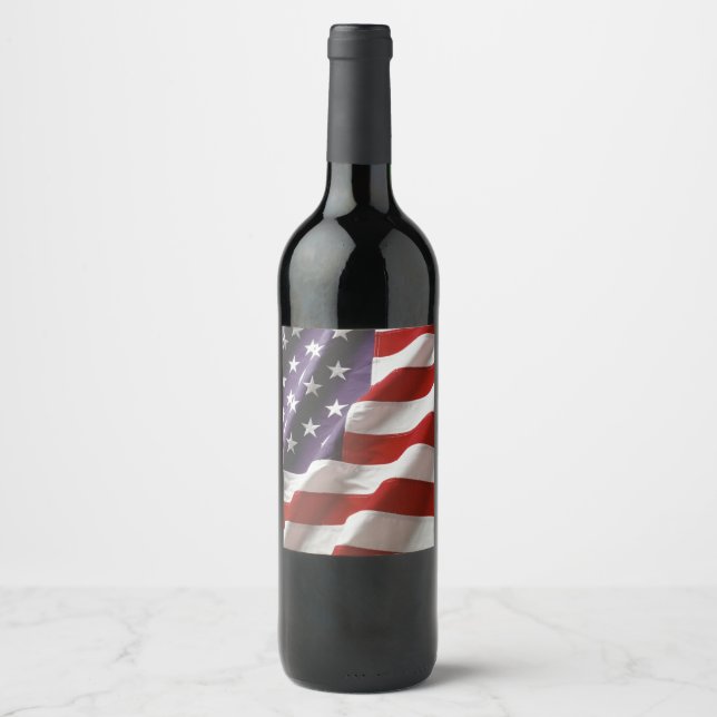Etiqueta Para Botella De Vino Bandera de Estados Unidos (Anverso)