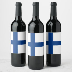 Etiqueta Para Botella De Vino Bandera de Finlandia