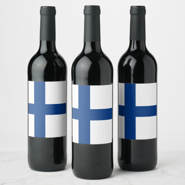 Etiqueta Para Botella De Vino Bandera de Finlandia (Botellas)