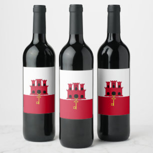 Etiqueta Para Botella De Vino bandera de Gibraltar