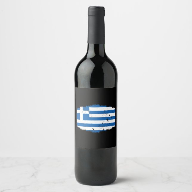 Etiqueta Para Botella De Vino Bandera de Grecia (Anverso)