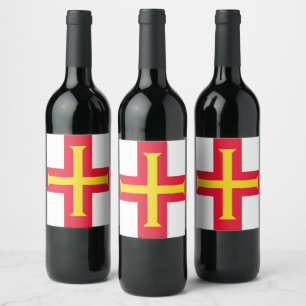 Etiqueta Para Botella De Vino bandera de Guernsey