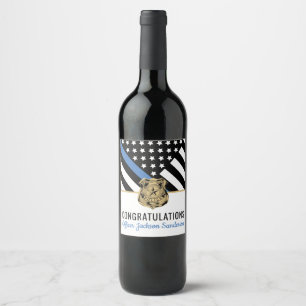 Etiqueta Para Botella De Vino Bandera de la Línea Azul de la policía: Retiro