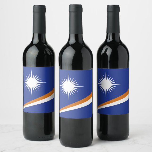 Etiqueta Para Botella De Vino Bandera de las Islas Marshall (Botellas)