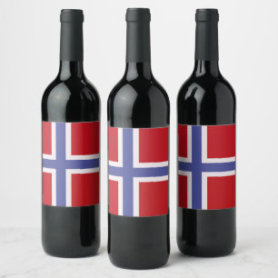 Etiqueta Para Botella De Vino Bandera de Noruega