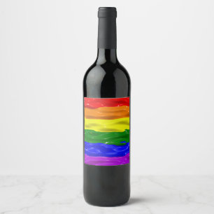 Etiqueta Para Botella De Vino Bandera de orgullo de SlipperyJoe's brillo líquido