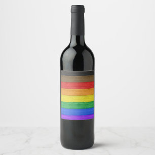 Etiqueta Para Botella De Vino Bandera de orgullo gay inclusiva de SlipperyJoe's 