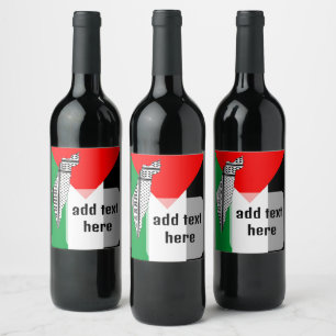 Etiqueta Para Botella De Vino Bandera de Palestina y mapa con el modelo de Keffi
