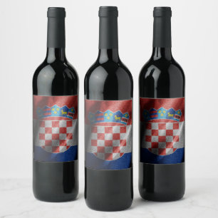 Etiqueta Para Botella De Vino Bandera de seda de Croacia