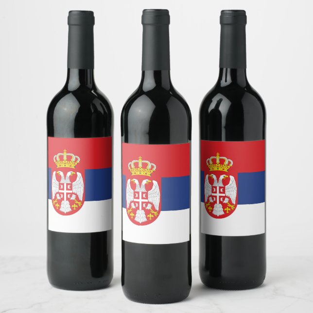 Etiqueta Para Botella De Vino Bandera de Serbia (Botellas)
