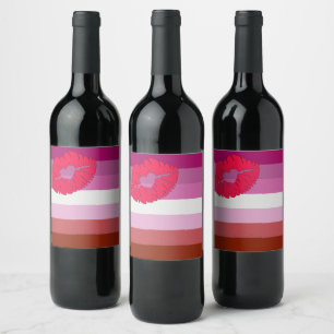 Etiqueta Para Botella De Vino bandera del orgullo lésbico femenino SlipperyJoe l