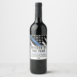 Etiqueta Para Botella De Vino Bandera delgada de la línea azul de la policía del