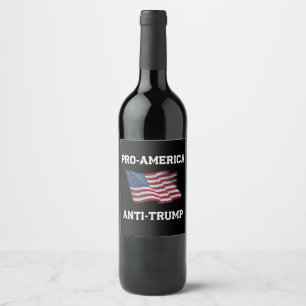 Etiqueta Para Botella De Vino Bandera estadounidense anti Trump