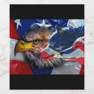 Etiqueta Para Botella De Vino Bandera estadounidense del lobo del águila cald