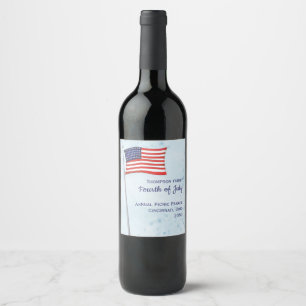 Etiqueta Para Botella De Vino Bandera estadounidense simple azul rojo
