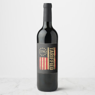 Etiqueta Para Botella De Vino Bandera estadounidense Tarrifs Americanos 1776