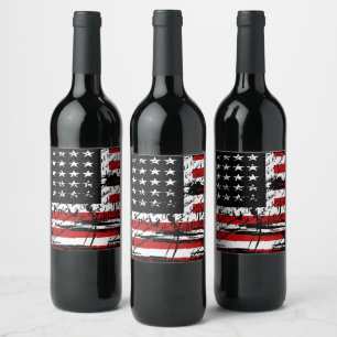 Etiqueta Para Botella De Vino Bandera estadounidense vintage