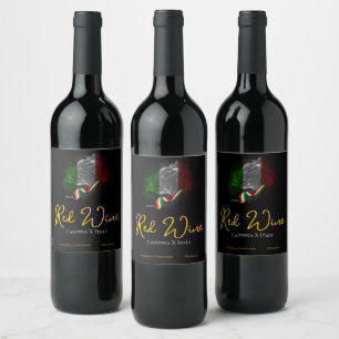 Etiqueta Para Botella De Vino bandera italiana