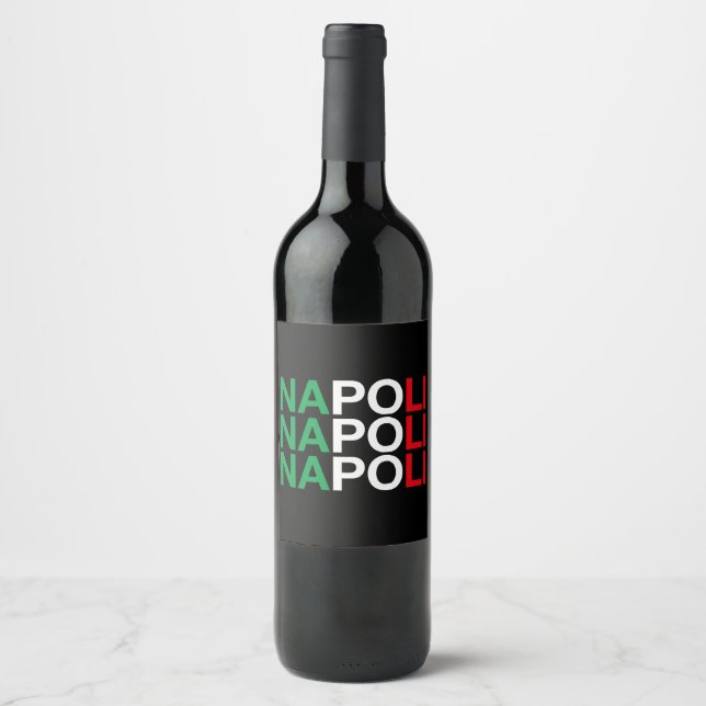 Etiqueta Para Botella De Vino Bandera italiana de NAPOLI (Anverso)