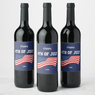 Etiqueta Para Botella De Vino Bandera patriótica de América 4 de julio