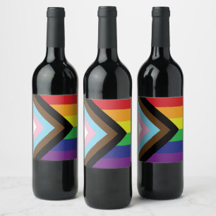 Etiqueta Para Botella De Vino Bandera progresista LGBTQIA