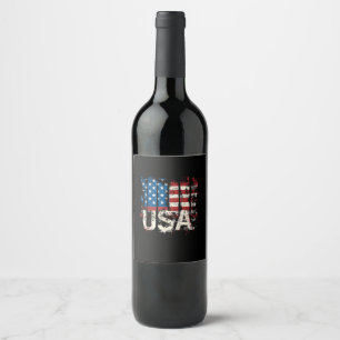 Etiqueta Para Botella De Vino Bandera Retro Americana USA 4 de julio