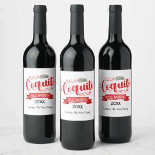 Etiqueta Para Botella De Vino Bandera roja de Coquito con etiqueta de botella Fe