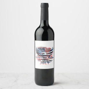 Etiqueta Para Botella De Vino Bandera y águila de los Estados Unidos. 4 de julio