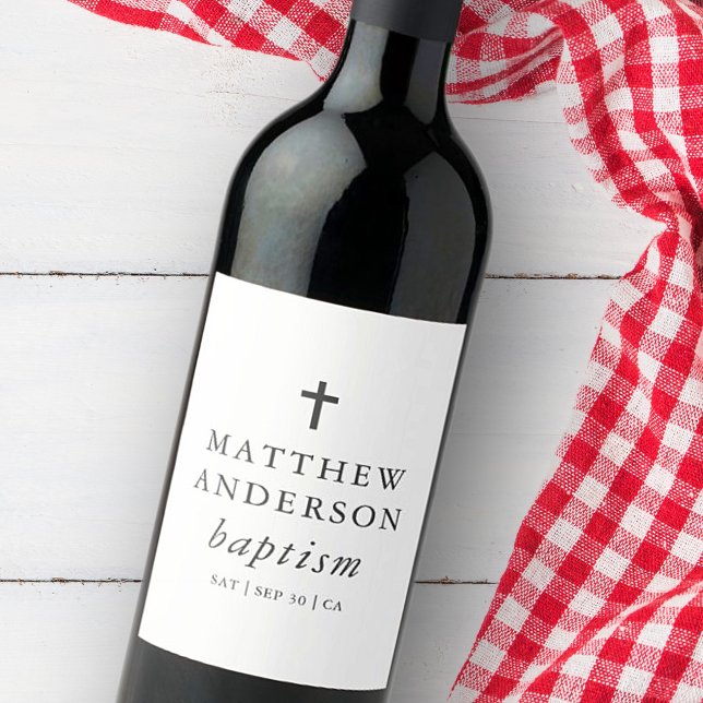 Etiqueta Para Botella De Vino Baptismo cruzado simple y elegante (Subido por el creador)