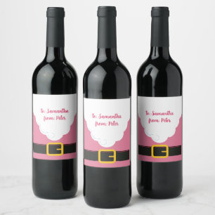 Etiqueta Para Botella De Vino Barba de Santa Espero que hayas sido bueno Rosa Me