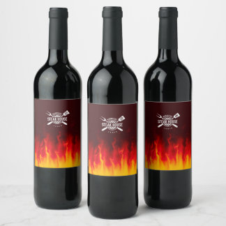 Etiqueta Para Botella De Vino barbacoa de llamas — steak house Personalizado