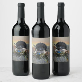 Etiqueta Para Botella De Vino Barbet , Perro de Agua Francés