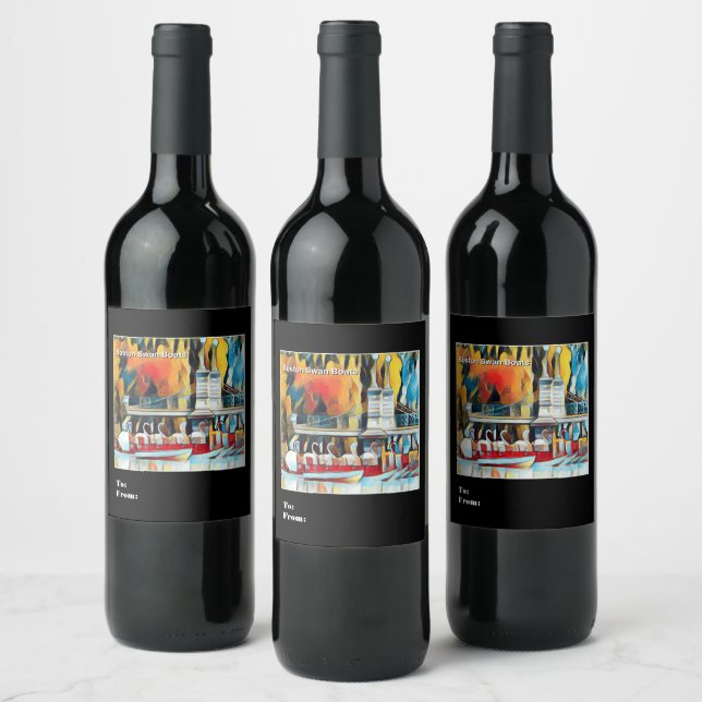 Etiqueta Para Botella De Vino Barcos de cisnes de Boston (Botellas)
