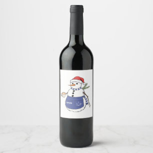 Etiqueta Para Botella De Vino Barista de muñeco de nieve Navidad 2026 Café festi