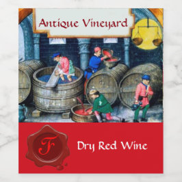 Etiqueta Para Botella De Vino BARricas DE VINO DE VIÑEDO DE UVA ANTIGUA SELLO DE