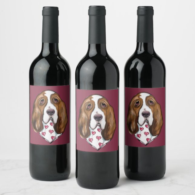 ETIQUETA PARA BOTELLA DE VINO BASSET HOUND (Botellas)