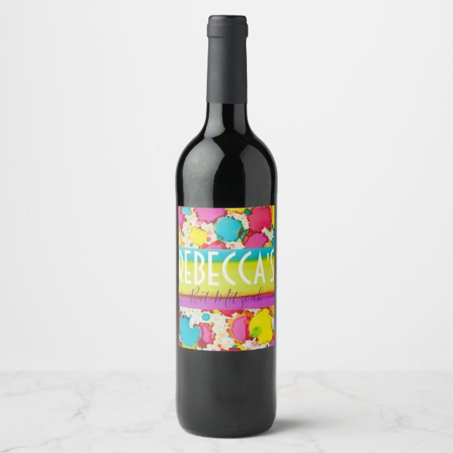 Etiqueta Para Botella De Vino Bat Mitzvah Confetti Wine Botella (Anverso)