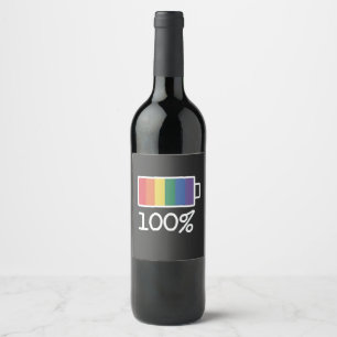 Etiqueta Para Botella De Vino Batería 100% gay Graciosa LGBT Pride Month Equalit