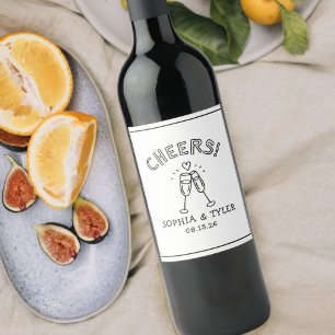 Etiqueta Para Botella De Vino Batidos amables Moda Minimalista Boda personalizad