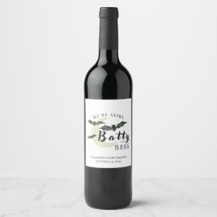 Etiqueta Para Botella De Vino Batty for Baby Fall Moon Halloween Baby Shower