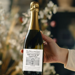 Etiqueta Para Botella De Vino Bautismo de periódico con propuesta de moderada y 