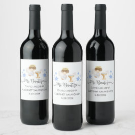 Etiqueta Para Botella De Vino Bautismo En El Ángel De La Acuarela Del Personaliz