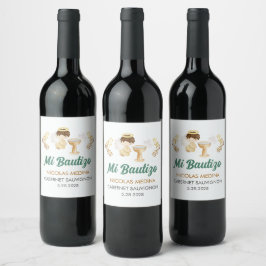 Etiqueta Para Botella De Vino Bautizo en el bautismo de Angel Boy Personalizable