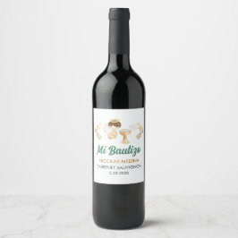 Etiqueta Para Botella De Vino Bautizo en el bautismo de Angel Boy Personalizable
