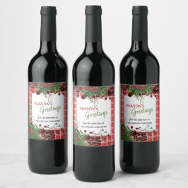 Etiqueta Para Botella De Vino Bayas rojas personalizadas follaje botánico de ace