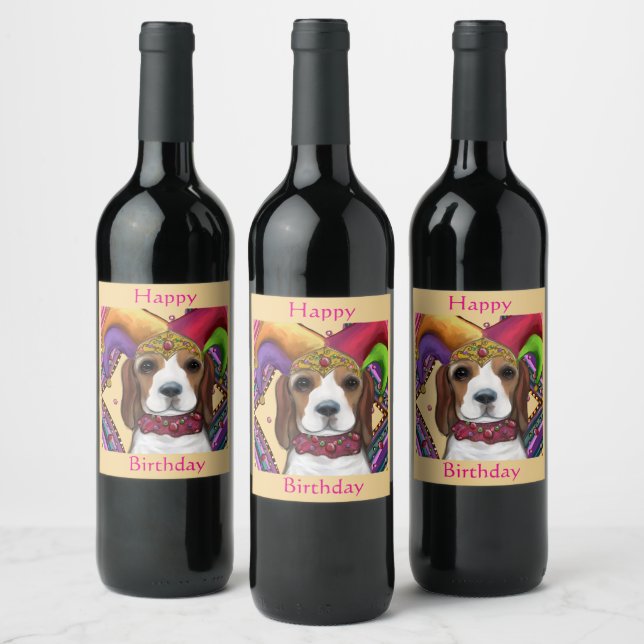 ETIQUETA PARA BOTELLA DE VINO BEAGLE (Botellas)